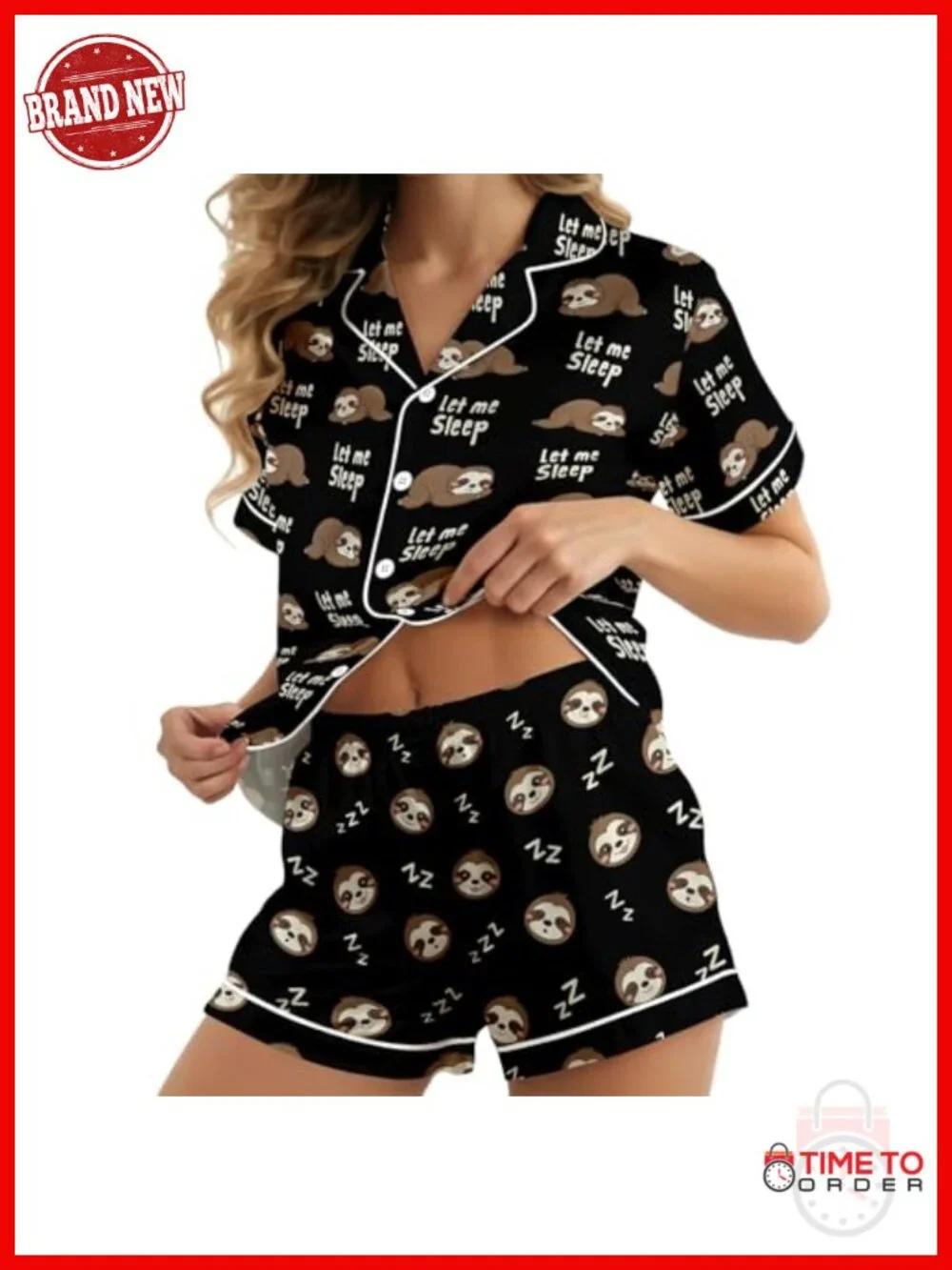 Satin Pajama Set - 2 Piece Button Down Short Pajamas for Summer Lounging